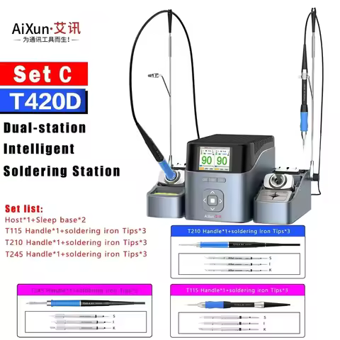 AIXUN T420D Dual-channel intelligent Soldering Station Mobile Phone Welding Repair Fast Heating Supp