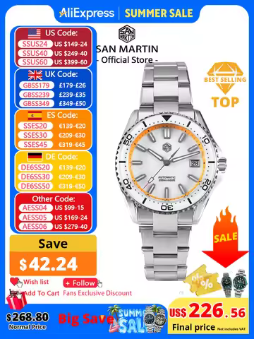 San Martin 2025 New Enamel Dial Full Luminous 39mm Dive Watch Luxury Men Watch NH35 Automatic Mechan
