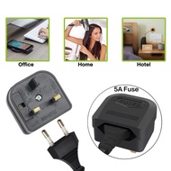 🔥Ready Stock🔥Euro 2 Pin Plug To UK 3 Pin Plug Adapter With Fuse - 5 Amp EU To UK Plugs Power Convert