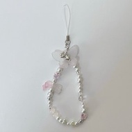 珠子吊帶 智慧型手機吊帶 智慧型手機配件 珍珠兔蝴蝶 蝴蝶緞帶 緞帶吊帶