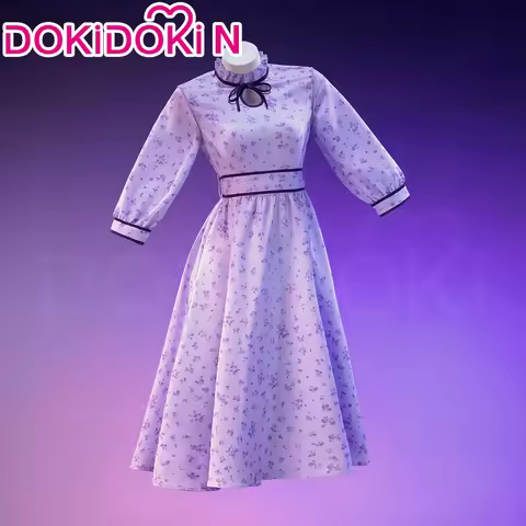 IN STOCK Fern Cosplay Costume Anime【XS-3XL】DokiDoki-N Women Purple Floral Print Dress Witch Fern Cos