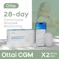 2ชิ้น Ottai CGM ระบบการติดตามระดับน้ำตาลกลูโคสต่อเนื่องไม่มี Sanning Dynamic Glucometer ใช้อย่างต่อเ