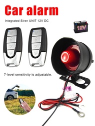 12V Car Security System Horn Siren Alarm with 2 Remote Controls Anti-Theft One-Way Automotive Alarm 