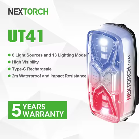 Nextorch UT41 Police Flashlight, Shoulder Warning Emergency Light with 6 Light Sources, Type-C Recha