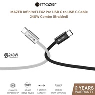 MAZER InfiniteFLEX2 Pro USB C to USB C Cable 240W | 1.0M | 3.2FT | Black (M-FLEX2-C1M-BK)