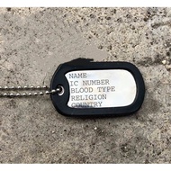 ENGRAVE PERSONALIZED RANTAI NAMA ARMY MILITARY DOG TAG NECKLACE UKIR NAMA CUSTOMISED EMBOSSED ARMY S