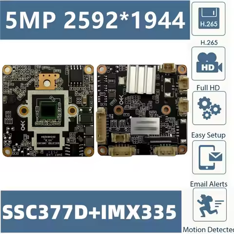 MStar SSC377D+IMX335 5MP 2592*1944 25FPS H.265 IP Camera Module Board 38*38mm Onvif Low illumination