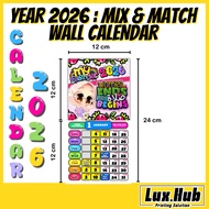 Calendar 2026 Kalendar 2026 with School Holiday Kalendar Kuda 2026 Mini 3D Aesthetic Advent Calendar