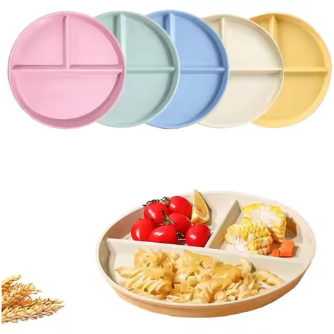 Portion Control Plate for Balanced Eating,3 Compartment Plates, Reusable Plastic Plates For Birthday