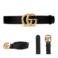 ของแท้ 💯% เข็มขัด GUCCI LEATHER BELT WITH DOUBLE G BUCKLE (BLACK)