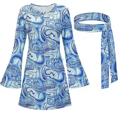 Disfraz 70s Women Disco Dress Hippie Costumes Necklace Earrings Glasses, 60's 70's Birthday Outfits,