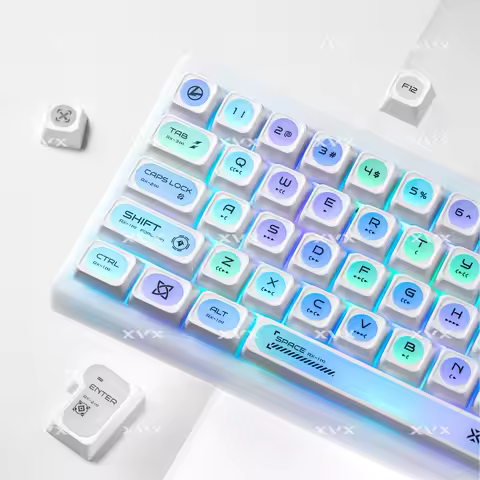 XVX White Shine Through Cats eye MAX Profile Dye-Sub PBT Keycap Set 136-Key