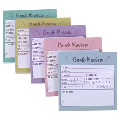 5 Pack Book Review Notes Self Stick Book Review Notepad for Journal Tracking Mini Colorful Tracker S
