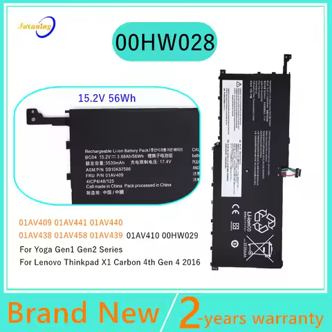 00HW028 00HW029 1AV409 01AV410 01AV438 01AV439 Laptop Battery For Lenovo ThinkPad X1 Carbon 4th Gen 
