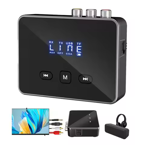 BT 5.4 Receiver Transmitter AUX 3.5mm Jack RCA Optical BT Audio Adapter Wireless Adapter for TV/Car/