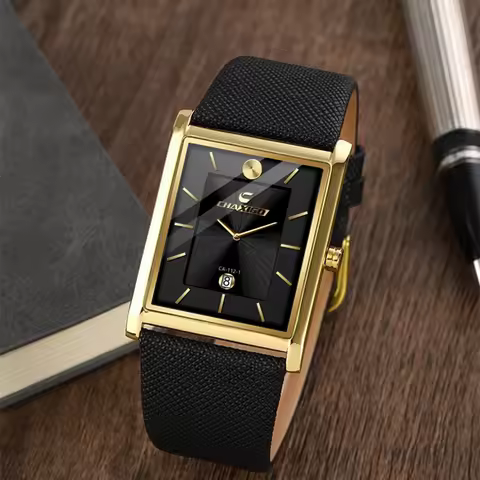 CHAXIGO 112 New Fashionable Men's Popular Quartz Square Watch Calendar Waterproof Leather Strap Watc