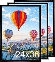 MYGOGYM 24x36 Poster Frame Black Large Frame 24x36 Frame for Wall Display, 3 Pack