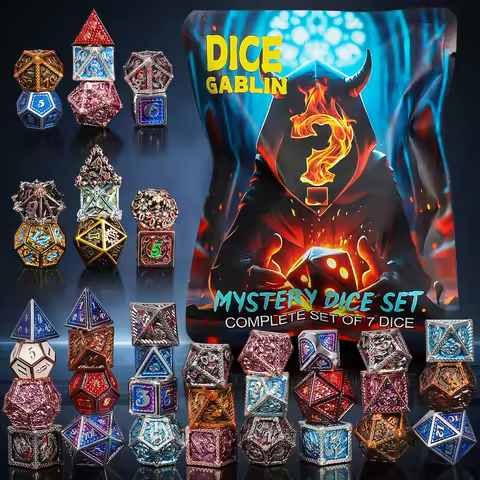 DND Dice Set -7pc Random Metal Polyhedral Dice for D&D RPG MTG Role Playing Table Party Games & DM &