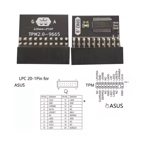 ABFKL LPC 20Pin Protection Module for ASUS TPM-L R2.0/Gigabyte GC-TPM2.0 Compatible Trust Platform M