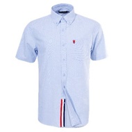 ELLE HOMME เสื้อเชิ้ตคอปก แขนสั้นผ้า ค๊อตตอนผสม สาปเบิ้ล มีกระดุมป ผ้าพื้น ทรงสมาร์ท มีให้เลือก 2 ส