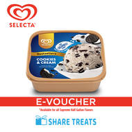 Selecta Supreme Half Gallon Ice Cream (1.4L or 1.3L) SMS eVoucher