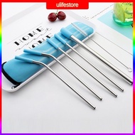 ins hot Eco-friendly Multicolor Options Long-lasting Milk Tea Straw Silicone Head Straw Durable Stainless Steel Bendable Metal Straw Stainless Steel Straw Set Household ulife