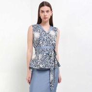 Rianty Batik Premium Women's Top Blouse Silk Lining Seruni Collection Blue Fillea Felora