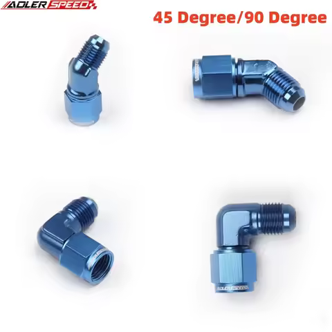 AN4 AN6 AN8 AN10 AN12 Black/Blue Female to Male 45 Degree 90 Degree Swivel Hose Fitting Adapter Alum