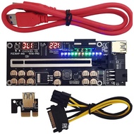 6pcs 1X To 16X Extender 6pin Adapter GPU USB 3.0 PCIE Riser Cable VER018 PRO PCI-E Riser Card
