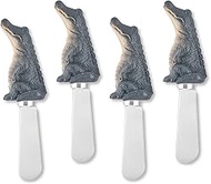 Supreme Housewares 4-Piece Hand Painted Resin Handle with Stainless Steel Blade Cheese Spreader/Butter Spreader Knife (Alligator)