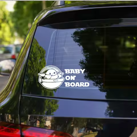 Baby Yoda on Board Car Bumper Stickers,Windows Tail Truck Decor Warning Decals Funny Decoration