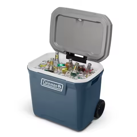 316 Series 60QT Hard Chest Wheeled Cooler for Outdoor Camping, Lakeside Blue, Leak-Proof Heavy-Duty 