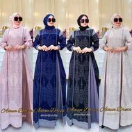 [Promo] Ainun Dress Muslim Amore By Ruby Gamis Motif Bunga Bahan