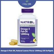 โอเมก้า 3 น้ำมันปลา Omega-3 Fish Oil Natural Lemon Flavor 1000mg 150 Softgels - Natrol
