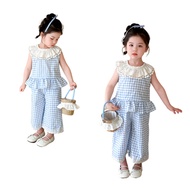 LEO.MAN 2-Piece Set For Girls Sleeveless Shirt + Long Pants Plain Color Model A8110
