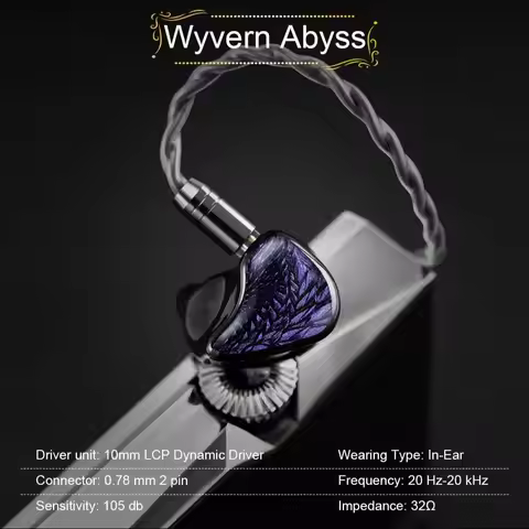Kinera Celest Wyvern Black In-Ear HiFi Wired Gaming Earphones 10mm LCP Dynamic Drive Music Headphone