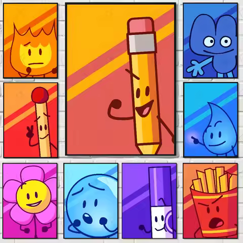 1PC Hot Cartoon BFDI Battle For D-Dream Island Poster Waterproof Wall Art Movie Posters For Living B