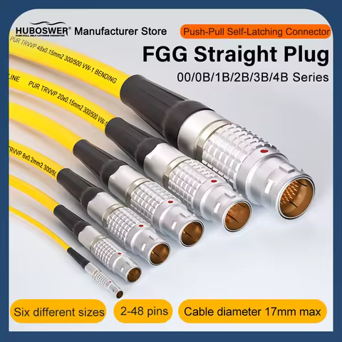 Compatible LEM B Series Straight Aviation Plug Male FGG 00B/0B/1B/2B/3B/48 2-48Pin Circle Self-Latch