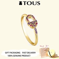 TOUS  Gold Plated TOUS MANIFESTO Ring with gemstones Valentine's Day Anniversary Jewelry