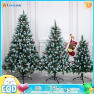 LumiParty New Arrivals 5ft/6ft/7ft Snowy Christmas Tree With Metal Stand Red Berries Pine Needles Artificial Hinged Xmas Tree For Holiday Celebration