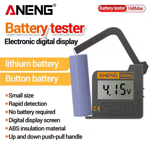 ANENG 168Max Digital Battery Universal Tester AA/AAA/1.5V/9V/C/D 3.7V Lithium Battery CR2032/LR44 Bu