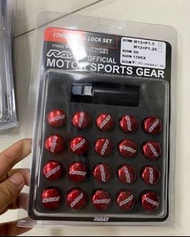 🇰🇷🇯🇵🏁全新盒裝防盜螺絲red motor sport gear lug nut ♥️🔩 🔩