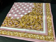 0807 🌺DIOR 粉邊金緞帶 日本製 手帕 絲巾 領巾 方巾