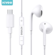 KIVEE TYPE-C หูฟัง9D เสียงรอบทิศทางหูฟังในตัว HD ไมค์หูฟังเดิมที่มี รับสาย ปรับระดับเสียง เลื่อนเพลง