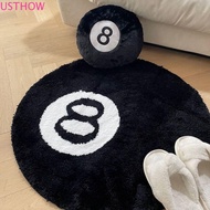 USTHOW 8 Ball Rug, Plush Soft 8 Ball Carpet, Creative Anti-slip Skin Friendly Black 8 Ball Mat Hoom 