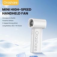 Orashare HF17 พัดลมพกพาขนาดเล็กแบบชาร์จไฟได้ 4000mAh พร้อมจอแสดงผล LED ลมแรง 5 ระดับ พัดลมไอพ่นพกพา