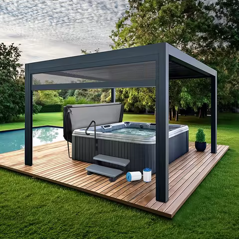 Aluminum Metal Outdoor Garden Patio Waterproof With Roof 6X3 Gazebo Tonnelles Canopy Patio Gazebos P