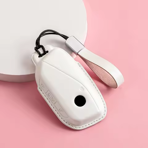 Leather Car Key Case Remote Cover Shell Holder Chain Fob For BMW New 530Li i5 iX1 X1 X5 840I 740Li i