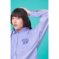 UPTOYOU Stripe oversize shirt with embroidered +collagen fiber