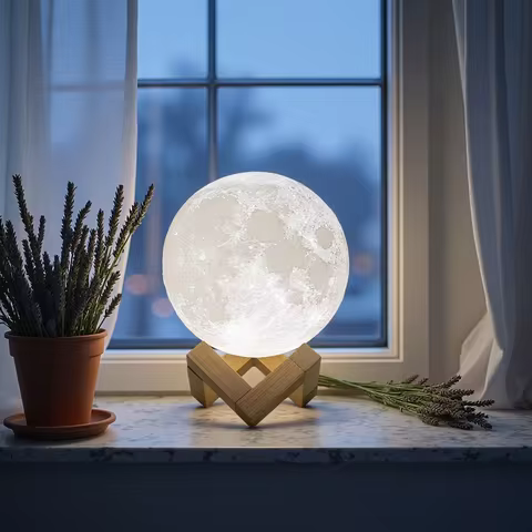 3D Print Battery Powered Moon Lamp LED Night Light Creative Touch Switch Moon Light For Bedroom Deco